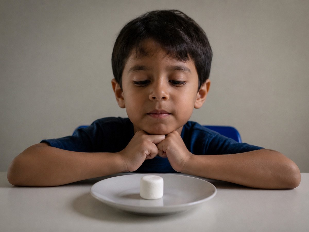 Criança diante do marshmallow no teste de Stanford