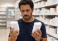 Consumidor compara duas caixas de ibuprofeno na farmácia