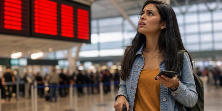 Passageira descobre o voo cancelado no aeroporto