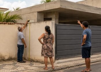 Morador aproveita a viagem do vizinho para construir às pressas uma garagem encostada na divisa e ultrapassa a altura do muro permitido em 1,5 metro; na volta, o vizinho prejudicado aciona a prefeitura por infração de posturas e exige a demolição da obra irregular