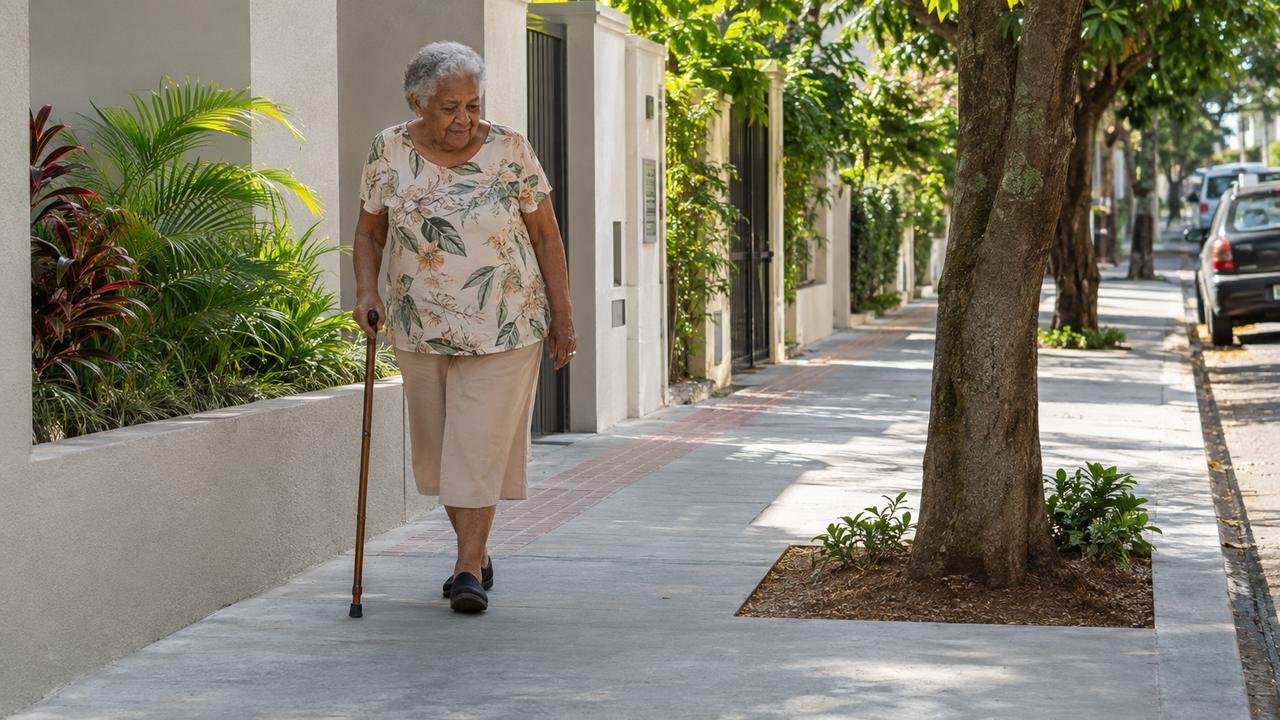 Faixa livre contínua e área permeável devolvem segurança aos pedestres.
