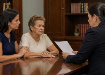 Aposentada faz o testamento no cartório com a neta ao lado