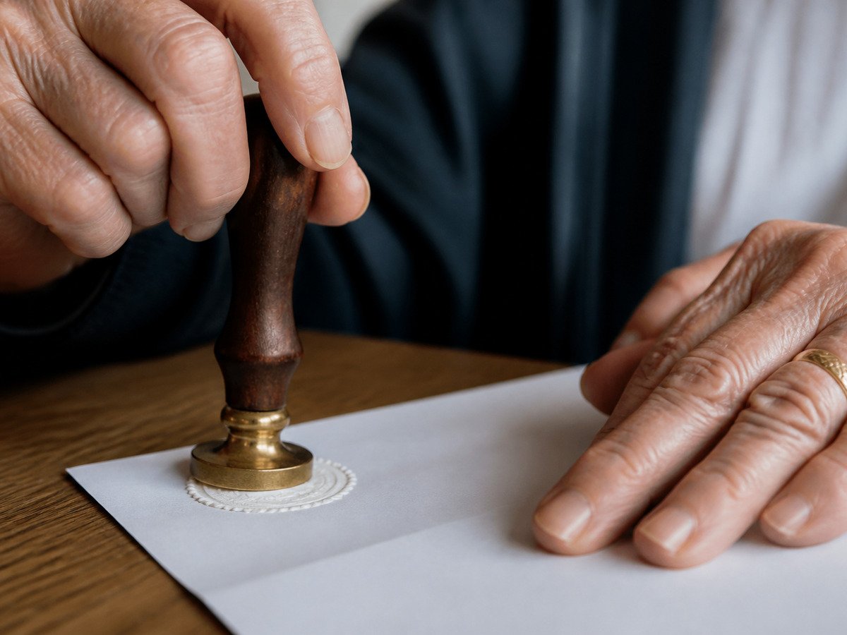 Carimbo do tabelião sobre o testamento