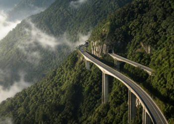 Viadutos da Rodovia dos Imigrantes sobre a Mata Atlântica