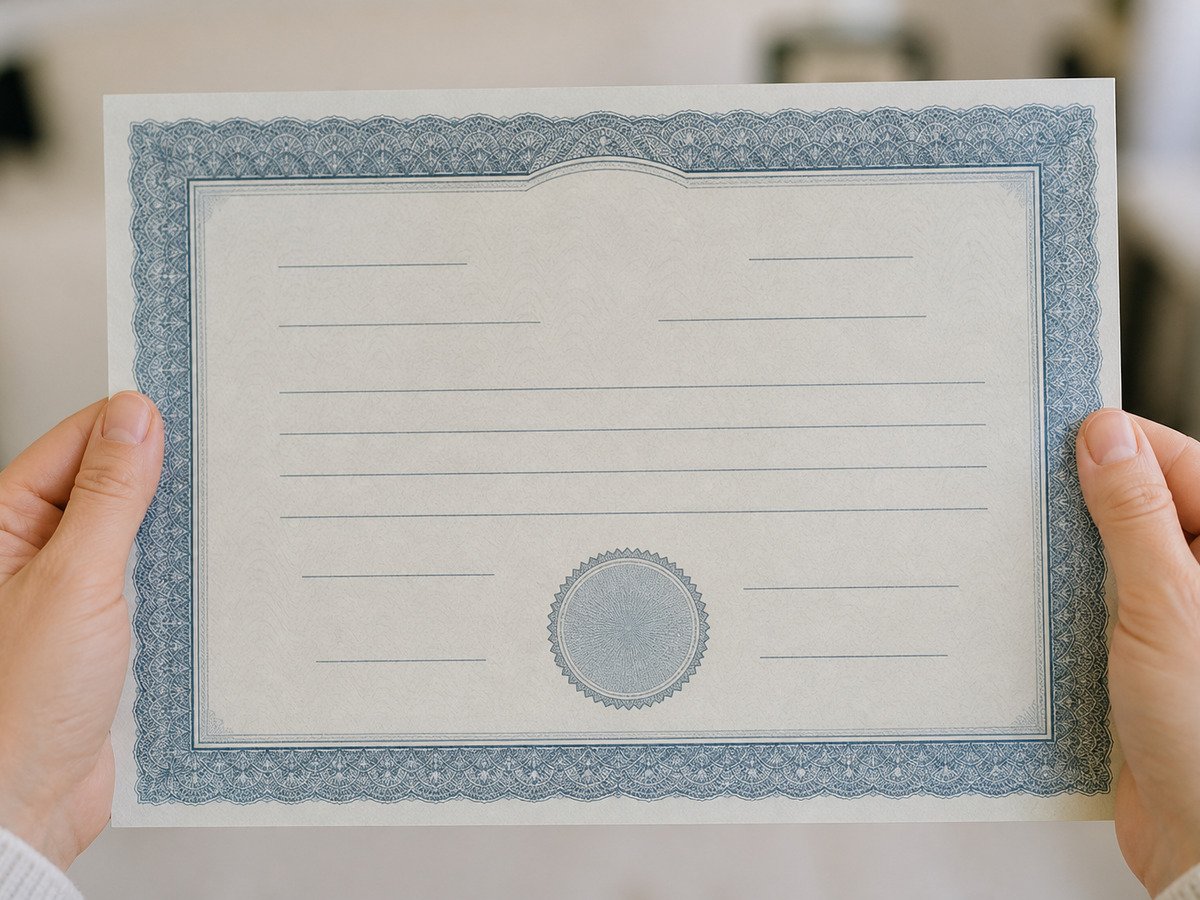 Certidão de nascimento em papel de segurança