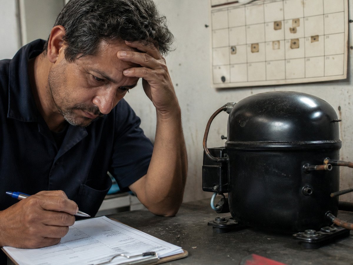 Ordem de serviço e compressor de geladeira na assistência técnica