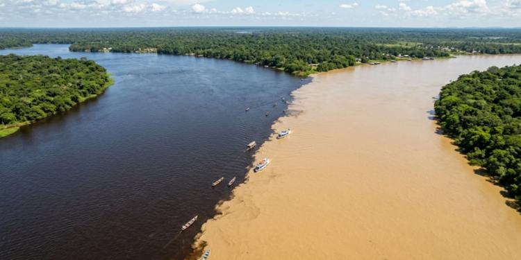 Um rio preto e um rio cor de café correm lado a lado por mais de 10 km sem se misturar, e a ciência mostra que um deles desliza por baixo do outro na capital amazonense