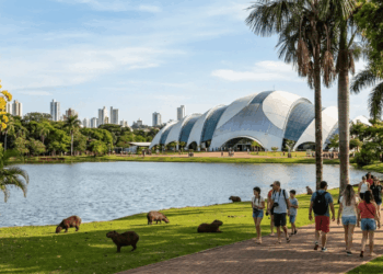 Cinco milhões de litros de água e 453 espécies: o maior aquário de água doce do mundo fica numa capital brasileira e esconde do público a maior parte dos tanques