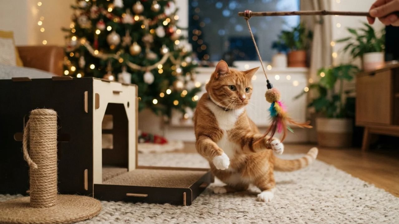 A árvore de Natal amanhece desmontada todos os dias, mas três ajustes podem reduzir o interesse do gato pelos enfeites