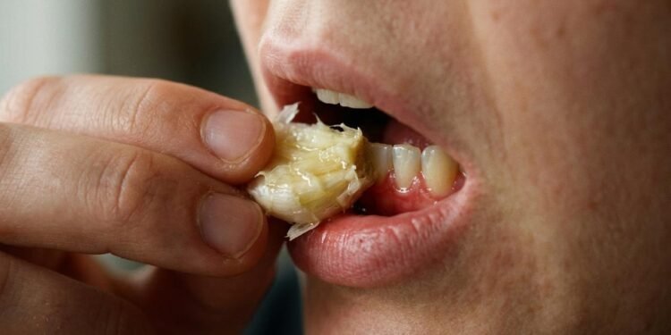 Colocar alho amassado direto na gengiva para aliviar dor de dente: o alerta dos dentistas sobre o perigo real de queimadura química na boca