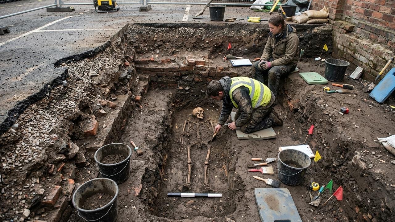 O esqueleto de um rei foi encontrado sob um estacionamento após 527 anos, com ferimentos de batalha e uma curvatura acentuada na coluna