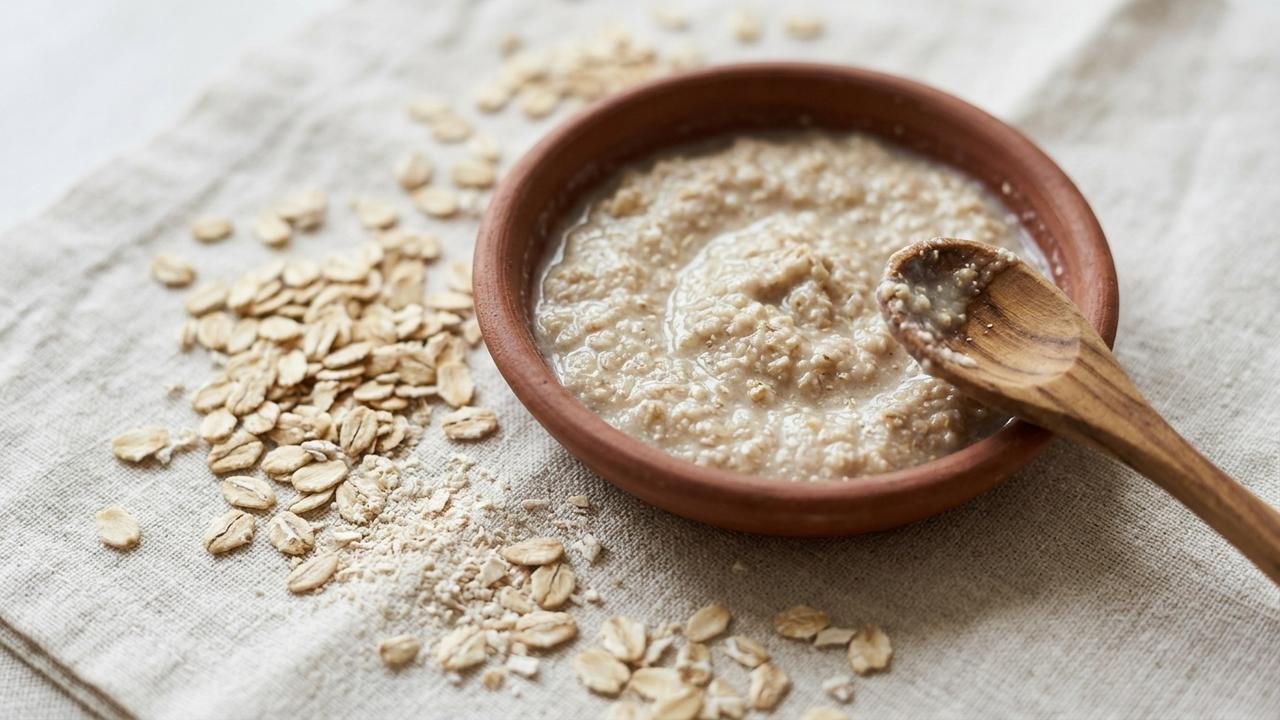 Aplicar pasta de aveia com água sobre a pele irritada: como as substâncias calmantes diminuem a coceira de picadas de insetos e alergias