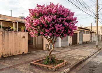 A árvore que floresce em rosa, branco e lilás pode transformar a calçada sem ocupar o espaço de espécies de grande porte