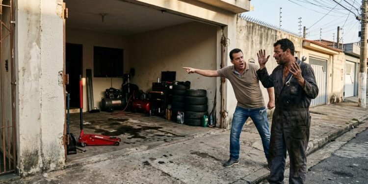 Marcelo ficou preocupado porque o portão era parte da estrutura original da casa e sua retirada deixava a garagem exposta à rua. // Imagem ilustrativa gerada por IA para representar a situação descrita no texto; pessoas, locais e elementos visuais não correspondem necessariamente aos reais