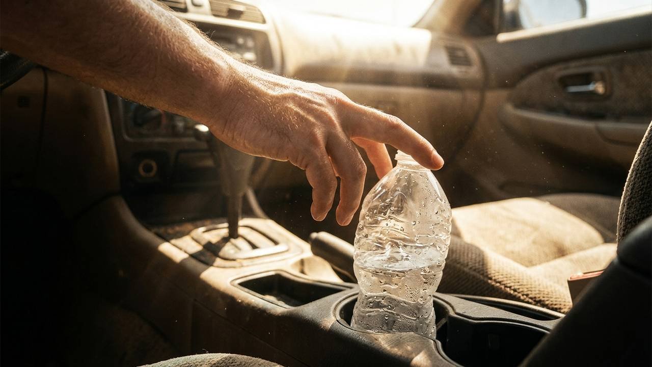 O perigo invisível de beber a água da garrafa esquecida dentro do carro quente: o que o calor provoca no plástico sem você notar