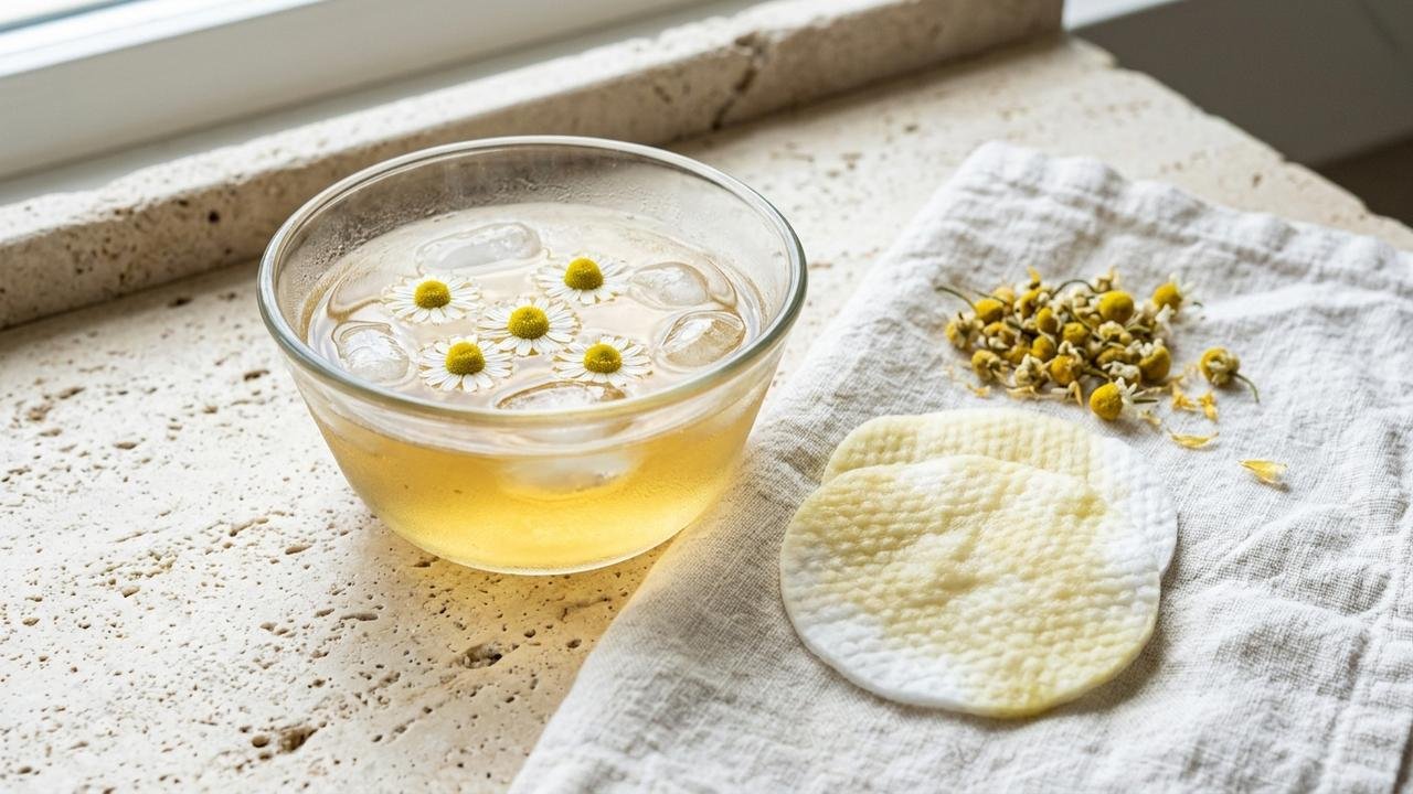 Fazer compressas de chá de camomila gelado nos olhos: o truque simples para reduzir o inchaço, ativar a circulação e aliviar o cansaço do rosto