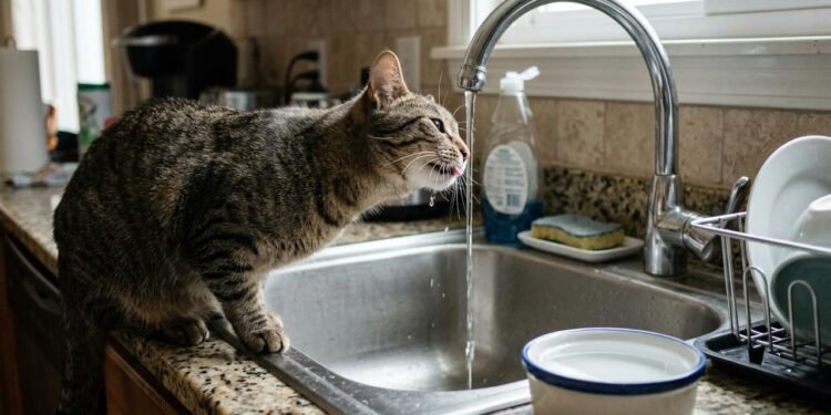 O movimento da água pode despertar a curiosidade dos felinos e estimular o comportamento de beber.