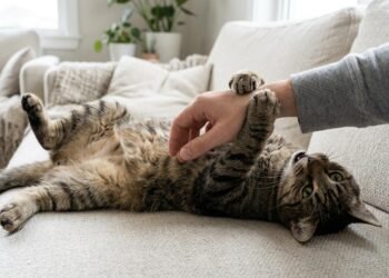 O que significa quando o gato mostra a barriga, mas tenta morder ao receber carinho