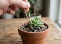 Colocar um palito de madeira no vaso da suculenta: para que serve e por que é recomendado