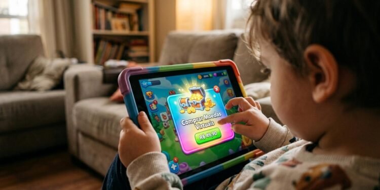 compras feitas por crianças em jogos