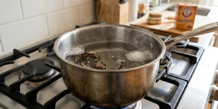 Desligue o fogo, espere a panela esfriar e deixe a solução agir por mais algum tempo.