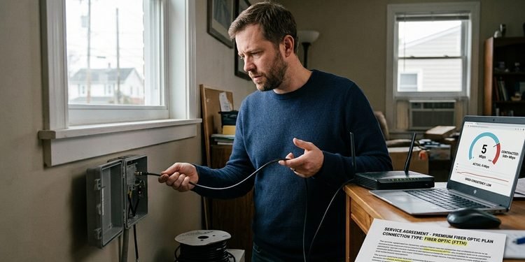 Cliente contrata internet de alta velocidade para trabalhar de casa e descobre meses depois que plano vendido como fibra óptica utiliza outro tipo de conexão no trecho final até o imóvel