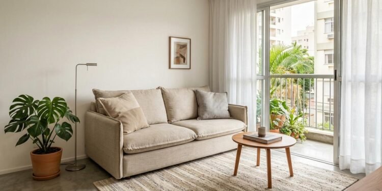Uma das principais alternativas é substituir várias almofadas pequenas por uma ou duas peças grandes, capazes de funcionar como destaque decorativo.