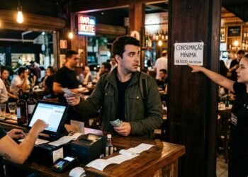Cliente paga entrada em bar e, ao chegar à mesa, descobre que há consumação mínima separada para utilizar área interna