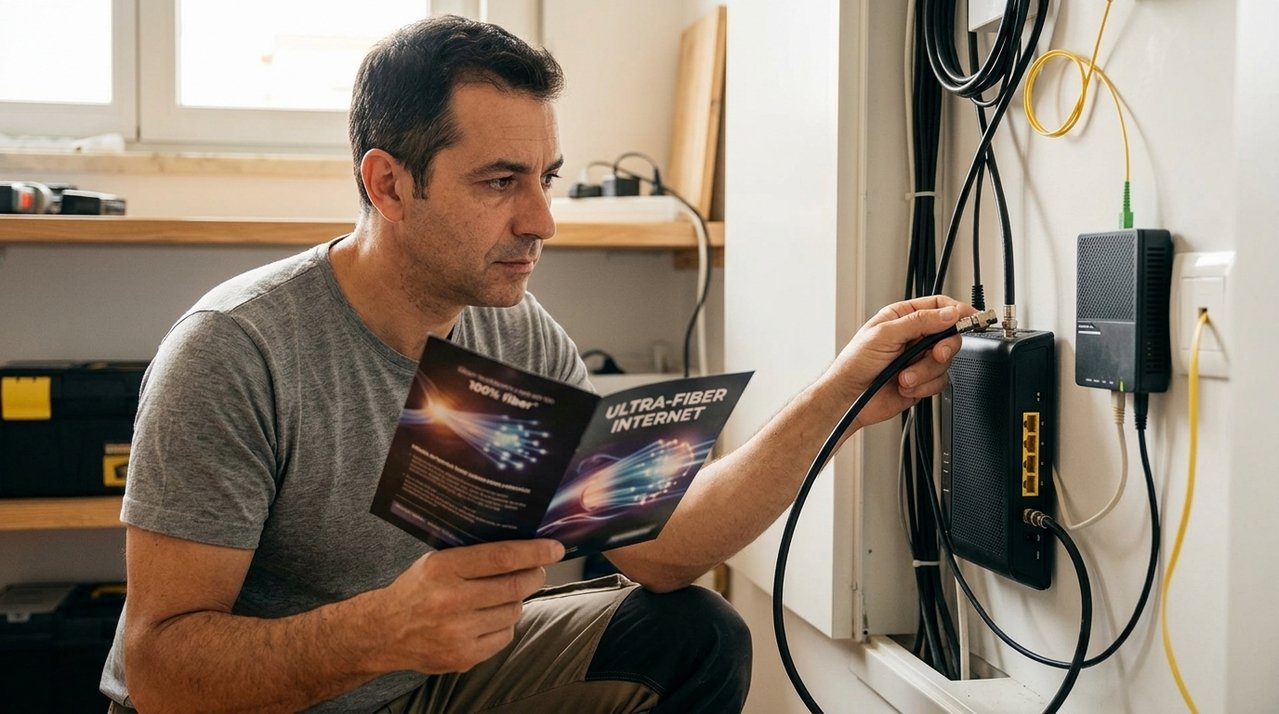 Cliente contrata internet de alta velocidade para trabalhar de casa e descobre meses depois que plano vendido como fibra óptica utiliza outro tipo de conexão no trecho final até o imóvel
