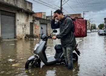 Motoboy compra scooter elétrica de R$ 8 mil para trabalhar e, após passar por rua alagada, veículo para de funcionar e garantia vira discussão sobre contato com água