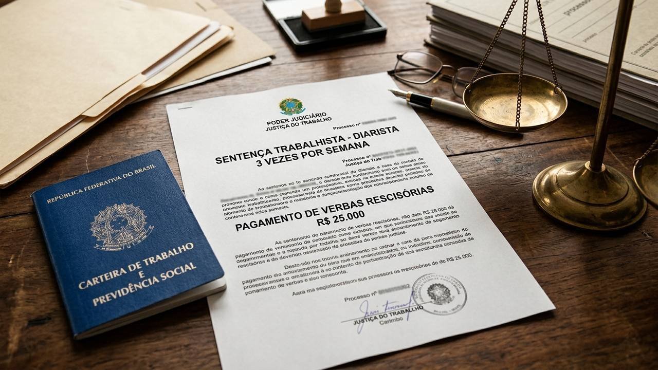 Diarista trabalha 3 vezes por semana durante 2 anos na mesma casa e ganha na Justiça o reconhecimento de vínculo da CLT com pagamento de R$ 25 mil