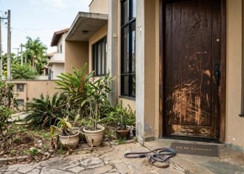 Proprietário aluga casa e permite cachorro, mas recebe imóvel dois anos depois com portas riscadas e jardim destruído; inquilino afirma que parte dos danos já existia antes da mudança