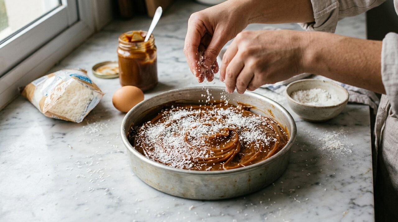 torta de coco com doce de leite