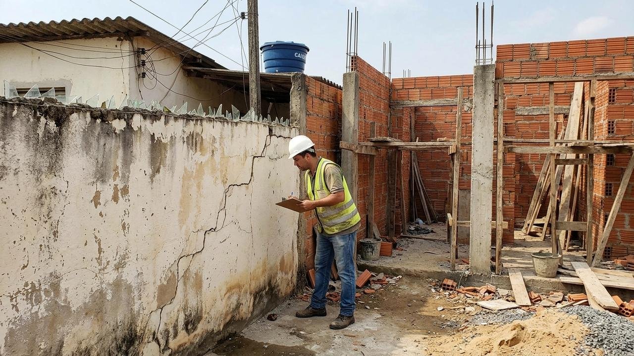 rachaduras na parede por obra do vizinho