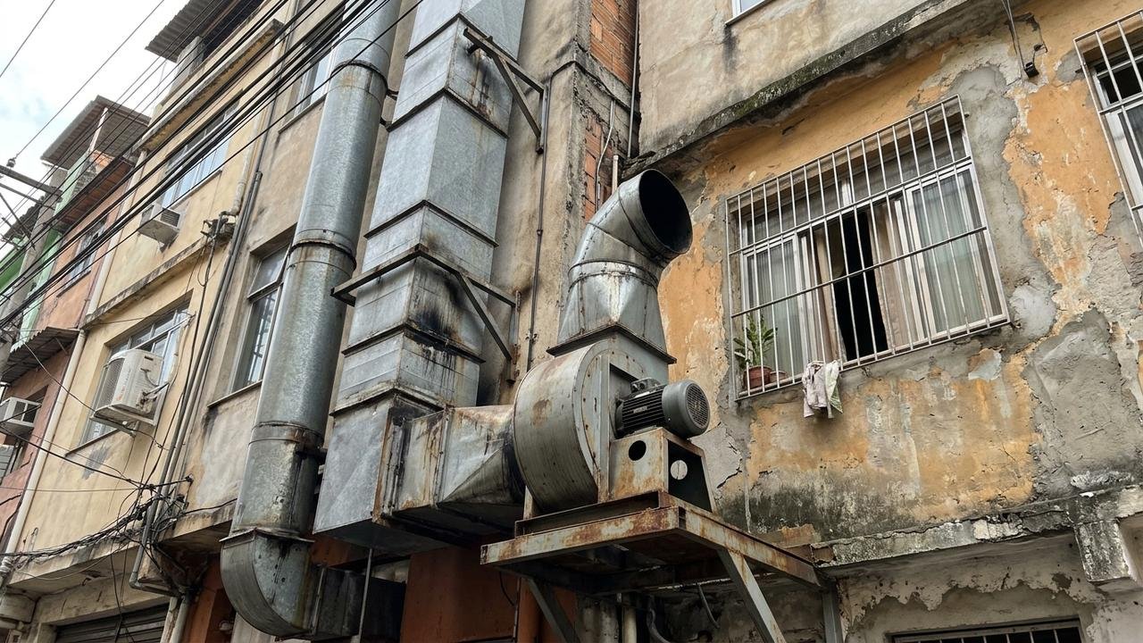 Dono de restaurante instala sistema de exaustão para eliminar fumaça da cozinha, mas equipamento passa a provocar vibrações na parede do imóvel vizinho; família registra o barulho durante 27 noites e exige solução.