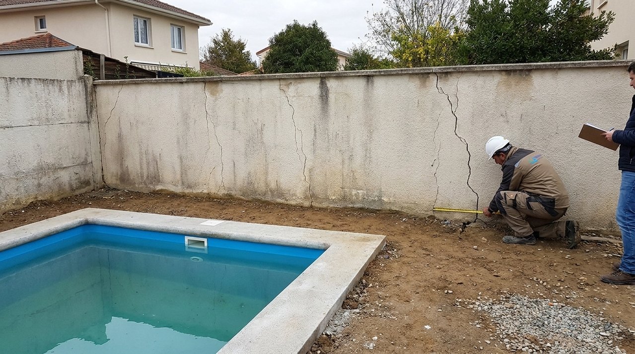 Mulher instala uma piscina de fibra no quintal sem consultar o vizinho e, três meses depois, surgem rachaduras no muro de divisa; o proprietário da casa ao lado exige perícia para descobrir quem deve pagar o conserto