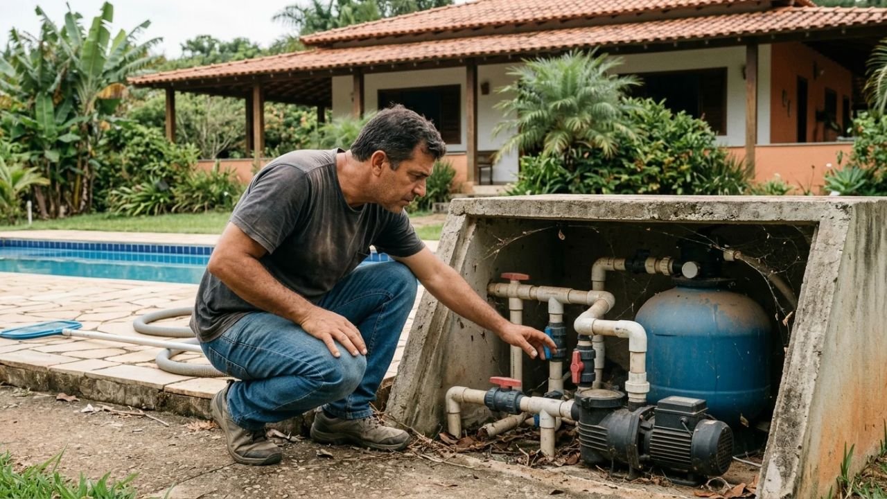 Família empresta chácara para confraternização de amigos e, ao voltar no dia seguinte, encontra móveis do lado de fora, bomba da piscina queimada e lixo enterrado no jardim