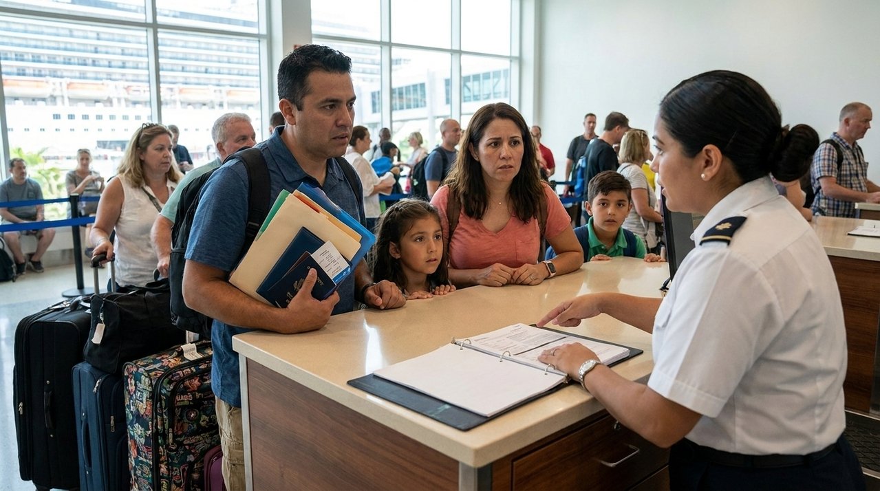 Família compra passagem de cruzeiro por R$ 28 mil, chega ao porto e descobre que um dos passageiros não pode embarcar por exigência documental que não aparecia com clareza na reserva