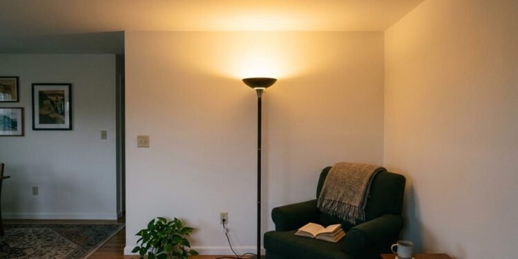A iluminação indireta acontece quando a luz é direcionada para paredes, teto ou outras superfícies antes de alcançar o ambiente.