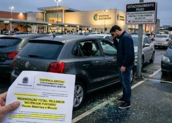 Motorista tem notebook de R$ 8 mil furtado dentro de estacionamento pago, shopping aponta placa de isenção e juiz obriga indenização total
