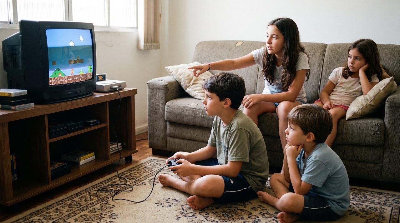 Quem cresceu dividindo o único videogame da casa com três irmãos conhece uma experiência que vai muito além da diversão: aprender a esperar, negociar e aceitar que nem sempre seria sua vez