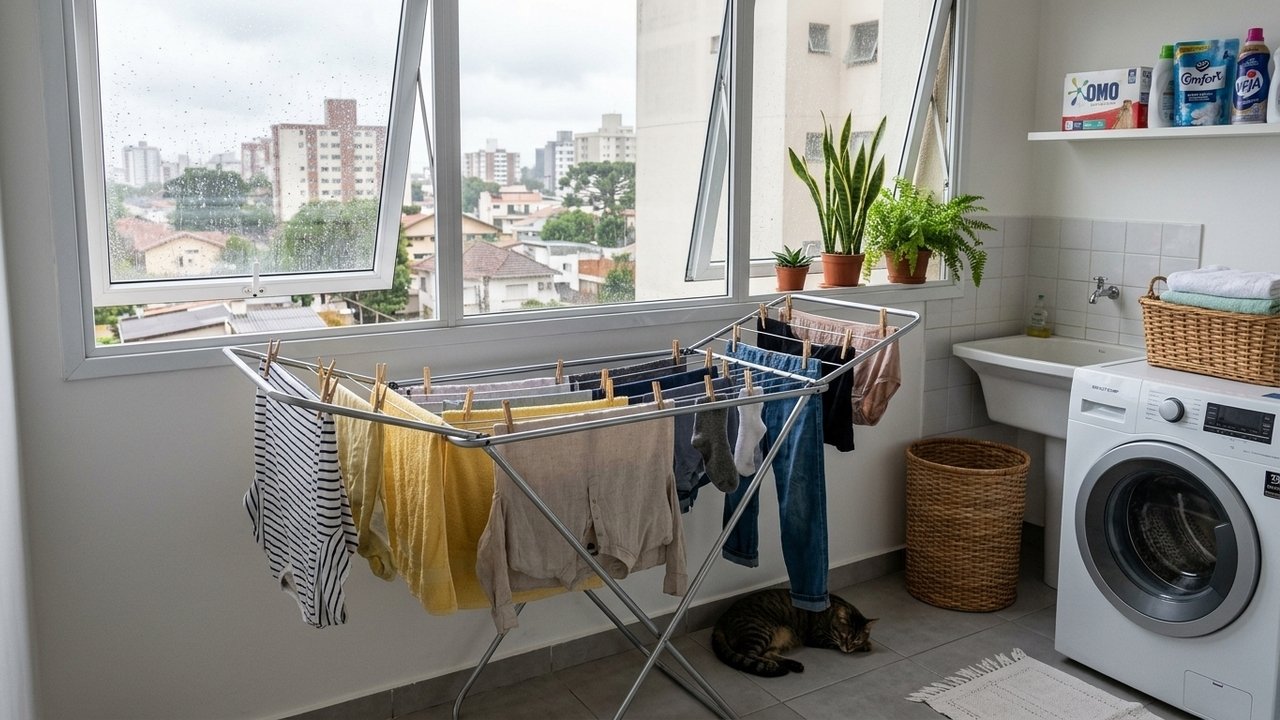 Roupas no radiador parecem secar mais rápido, mas especialistas alertam que esse hábito exige cuidado por causa da umidade e do mofo em casa