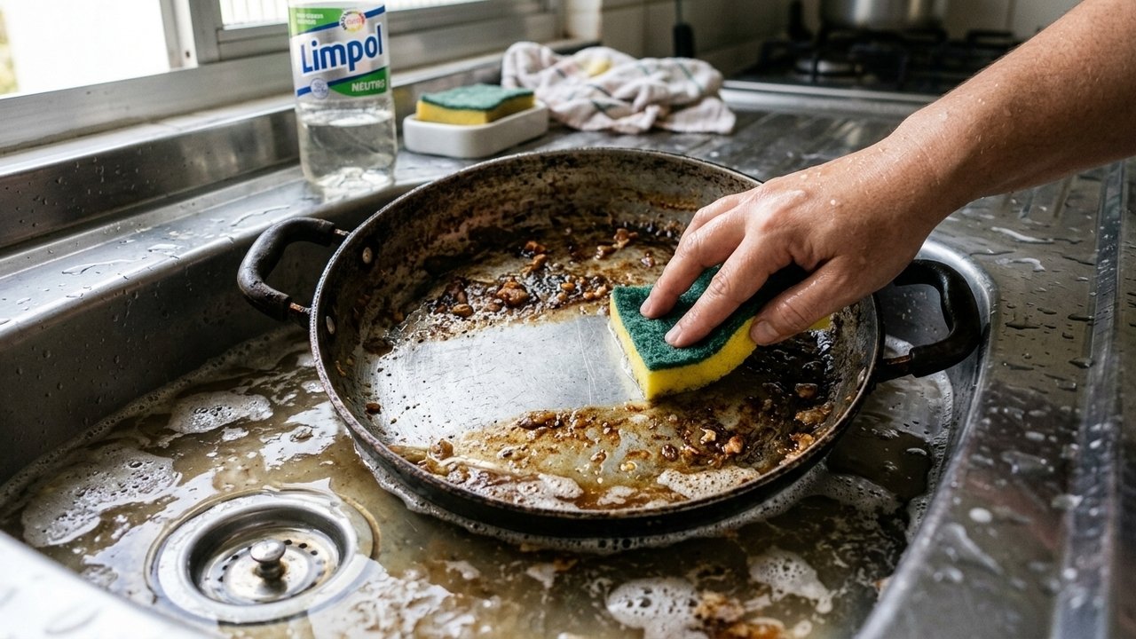 como tirar gordura da frigideira de alumínio