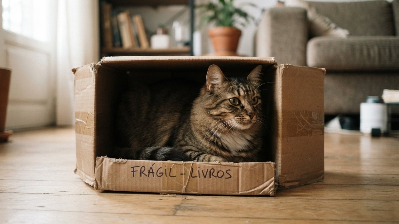 Por que o gato usa a caixa de papelão para se proteger sem perder o controle do ambiente, segundo especialistas em comportamento dos felinos