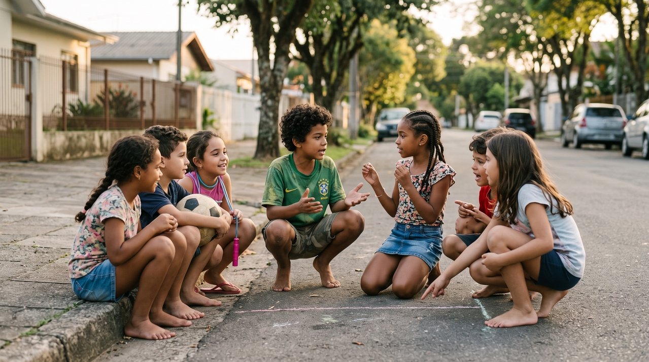 Quando brincar significava reunir os amigos na calçada e decidir as regras na hora, as crianças exercitavam habilidades sociais que dificilmente percebiam estar desenvolvendo