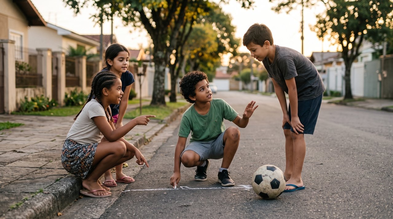 Quando brincar significava reunir os amigos na calçada e decidir as regras na hora, as crianças exercitavam habilidades sociais que dificilmente percebiam estar desenvolvendo