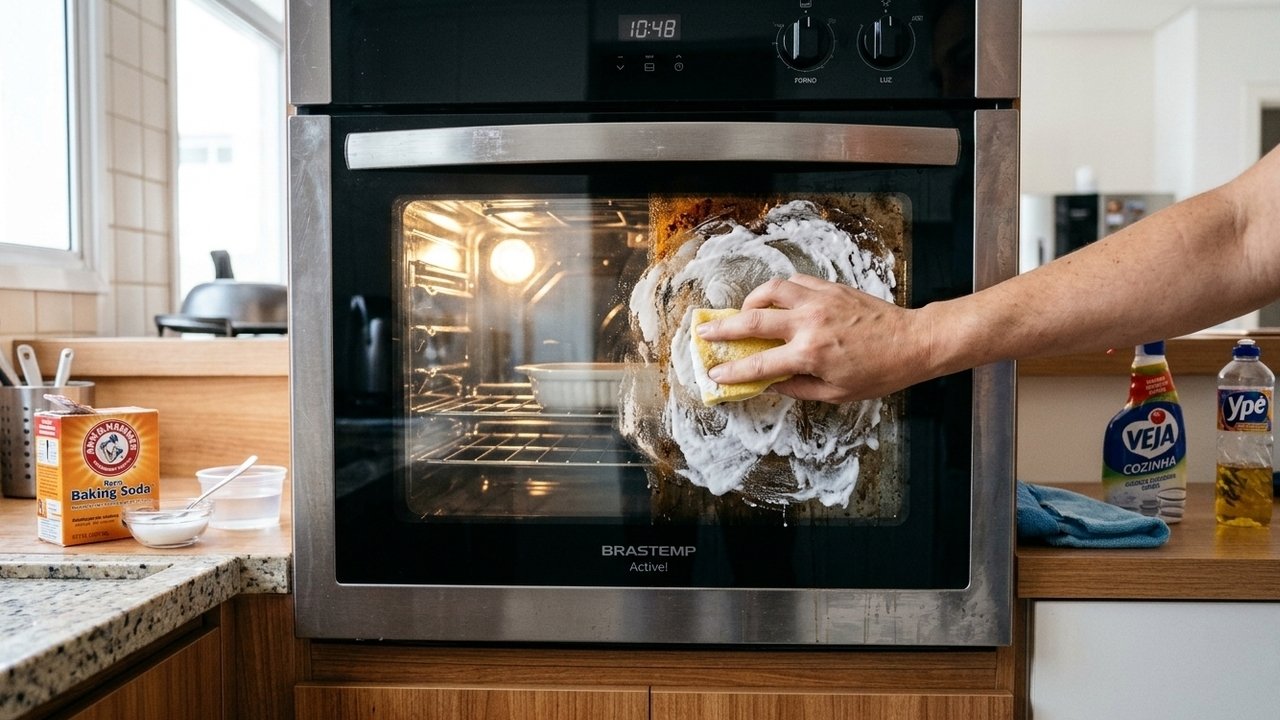 como limpar o vidro do forno