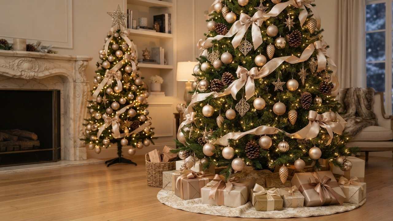 árvore de Natal champagne
