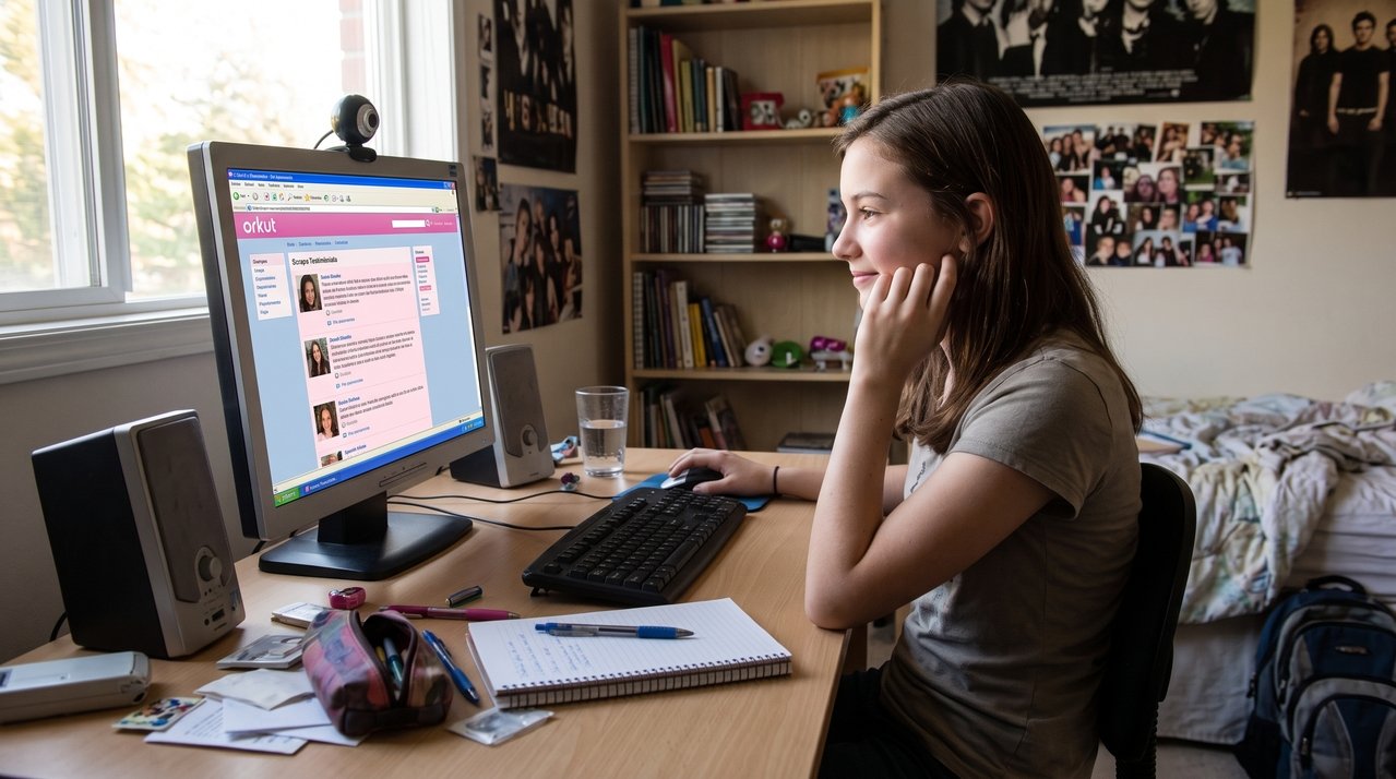 Quem viveu a adolescência entre 2008 e 2013 lembra de passar horas personalizando o perfil no Orkut e esperando depoimentos dos amigos, uma experiência que revela como a necessidade de pertencimento e reconhecimento já existia antes das redes sociais atuais