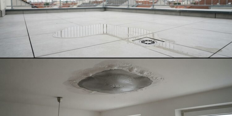 Um terraço reformado pode continuar vazando por causa de pequenos detalhes